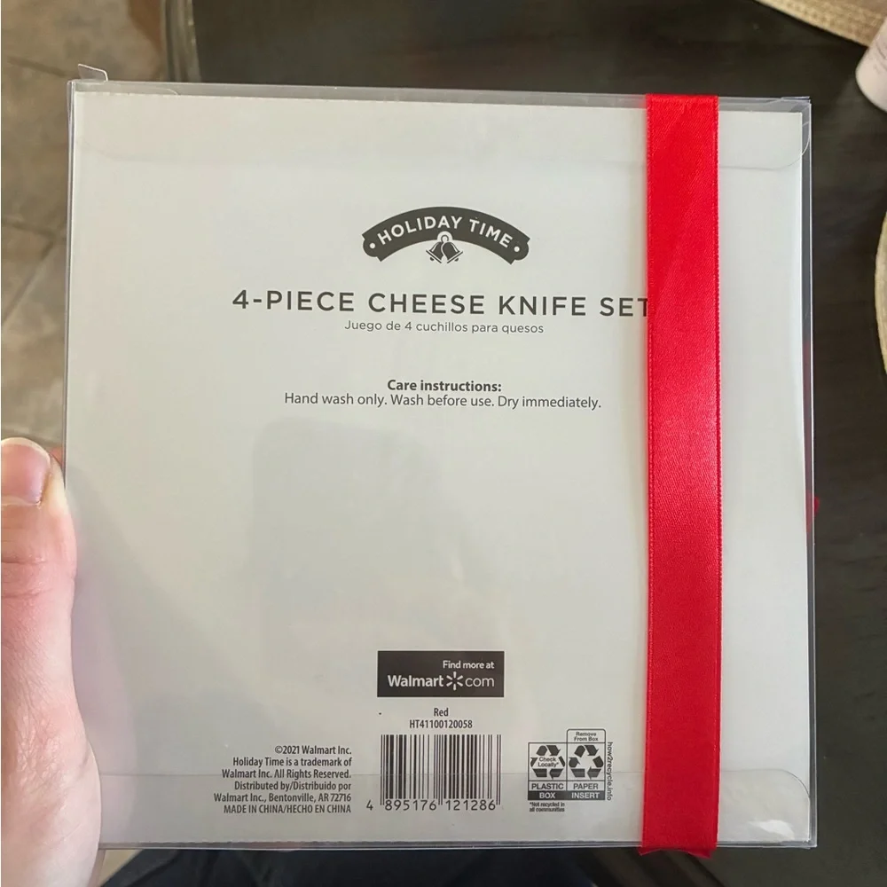 Holiday Time Red 4-Piece Cheese Knife Set